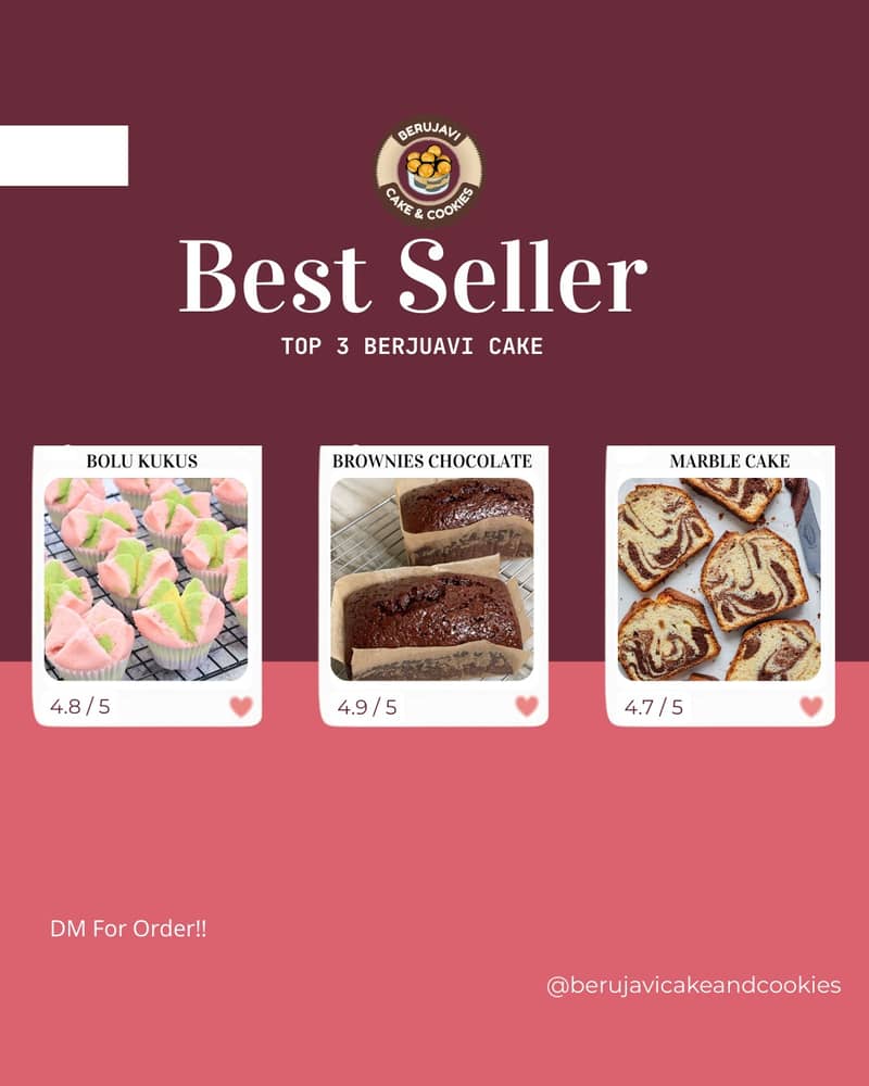 Mimin spill lagi nih, versi cake nya 👀🎂
Best Seller Alert 🎂✨
Ini dia Top 3 Berjuavi Cake yang paling banyak jadi favorit!
🍰 Bolu Kukus – lembut, manisnya pas
🍫 Brownies Chocolate – moist, cokelatnya rich
🍰 Marble Cake – klasik, wangi & empuk
Rating tinggi & selalu jadi pilihan untuk segala momen 🤍
📩 DM for order!!
#berjuavicakeandcookies #best sellercake #cakeenak #cakerumahan #bolukukus #browniescoklat #marblecake #cemilansweet